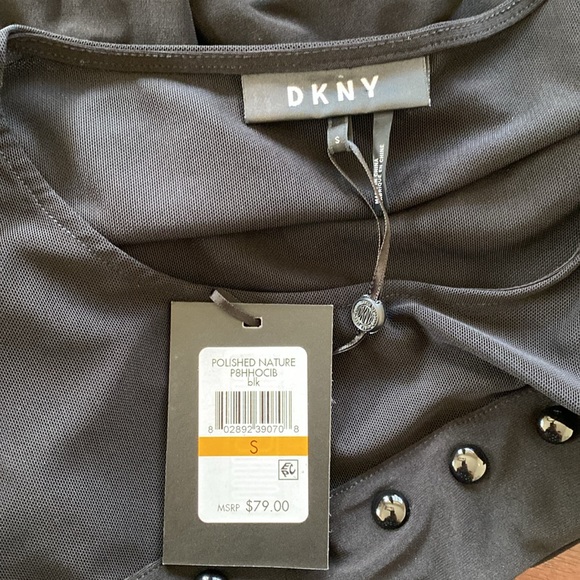 DKNY POLISHED NATURE 🖤BLACK🖤 MESH LONG SLEEVE PULLOVER TOP SIZE SMALL 🌟NWT🌟 - Picture 11 of 16